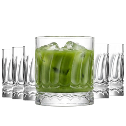 Wave 6 Stück Matcha Gläser 330ml Wellen-Design, extra schwer & massiv