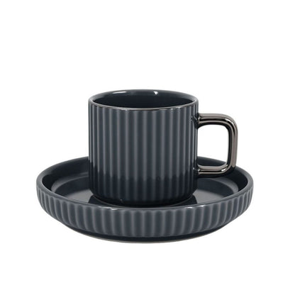 12tlg. Mokka Kaffee Tassen Set, aus Porzellan 100ml, Relief-Design