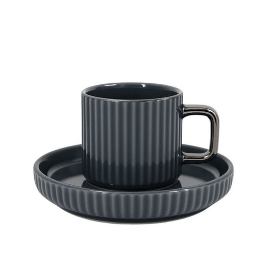 12tlg. Mokka Kaffee Tassen Set, aus Porzellan 100ml, Relief-Design