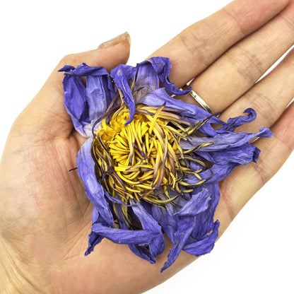 Lotusblüten, Ganze Blüten Blau, Naturbelassen, Getrocknete Deko Blüten, Räucherwerk, 30 g