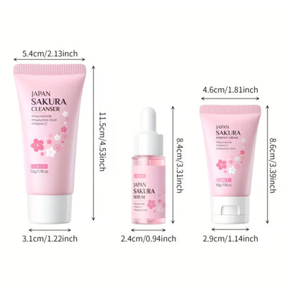 Sakura Gesichtspflege-Set, 3-teilig – Reinigung & Pflege für unterwegs