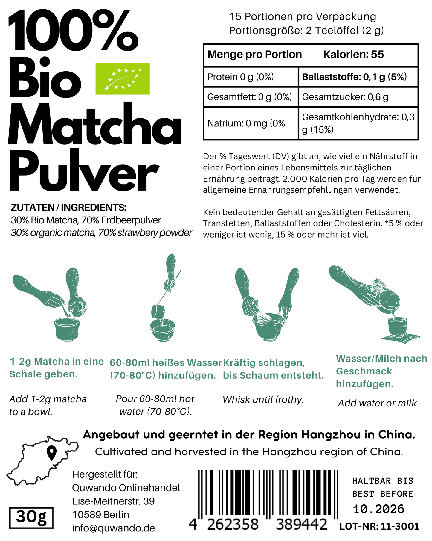 Erdbeere Matcha, 30g