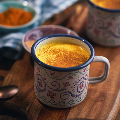 Bio Golden Milk Kurkuma Latte 100g Set – Goldene Milch Superfood in goldfarbener Metalldose mit Doppeldeckel & Edelstahllöffel – Vegan
