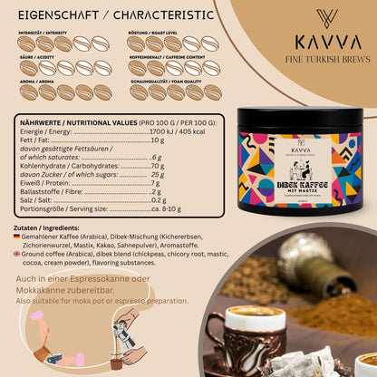 KAVVA Premium Dibek-Kaffee mit Mastix – Traditioneller Türkischer Kaffee aus Arabica-Bohnen, 100 g