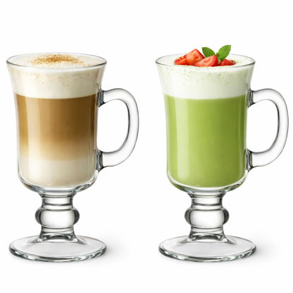 2er Set Matcha Gläser mit Henkel (200ml) – Dickwandige Kaffeegläser für Latte Macchiato, Tee, Glühwein & Kakao, Irish Coffee