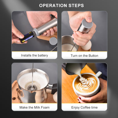 Elektrischer Milchaufschäumer aus Edelstahl, Batteriebetrieb