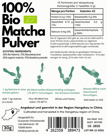 Blaubeere Matcha, 30g