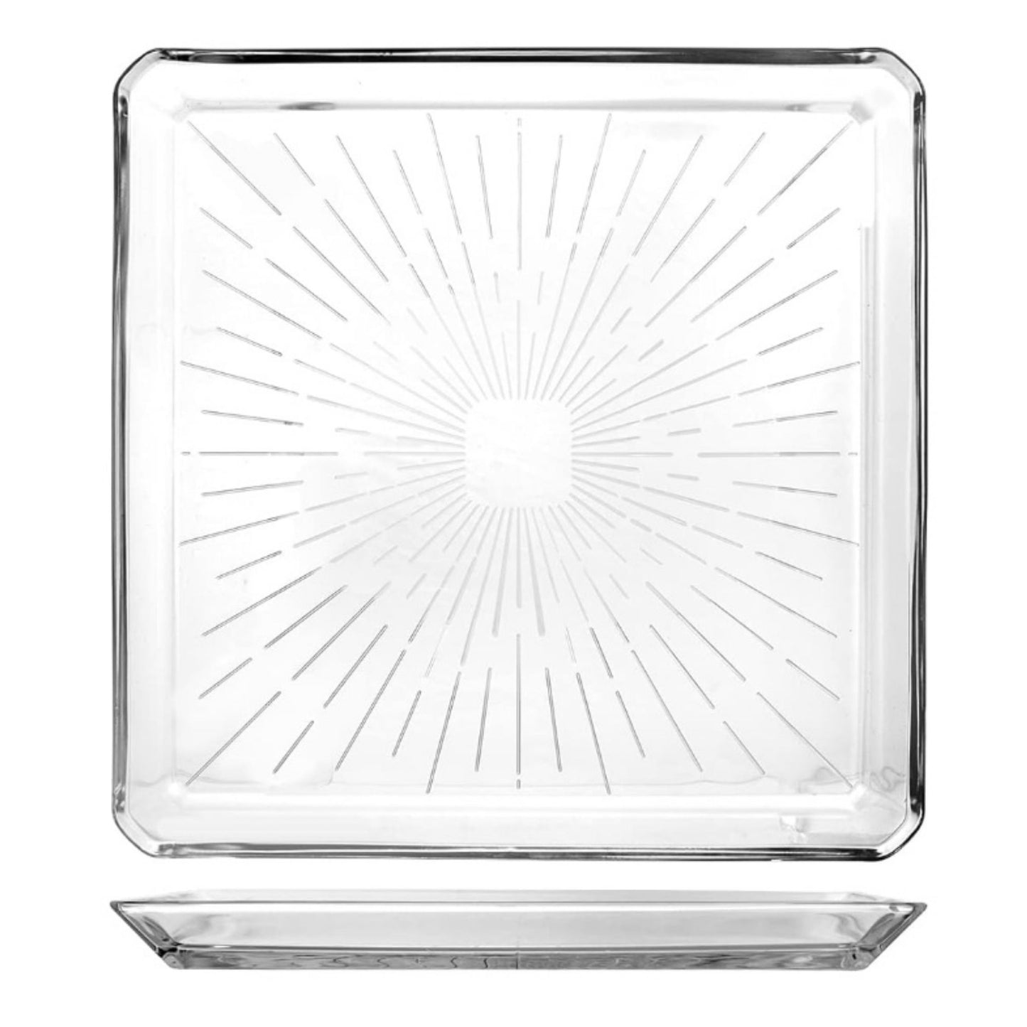 Madlen Glas Servierteller quadratisch 24x24cm aus Kristallglas –  Glasteller für Kuchen, Dessert, matcha