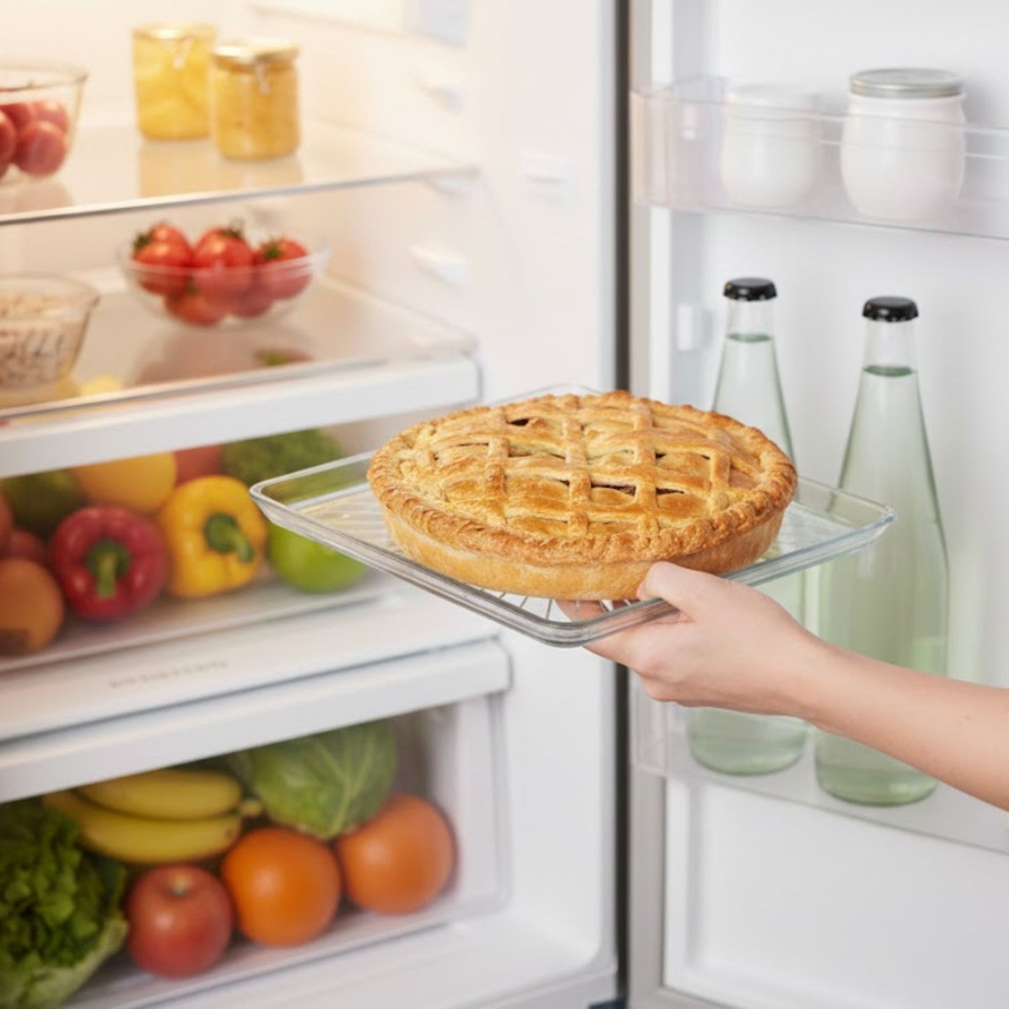 Madlen Glas Servierteller quadratisch 24x24cm aus Kristallglas –  Glasteller für Kuchen, Dessert, matcha