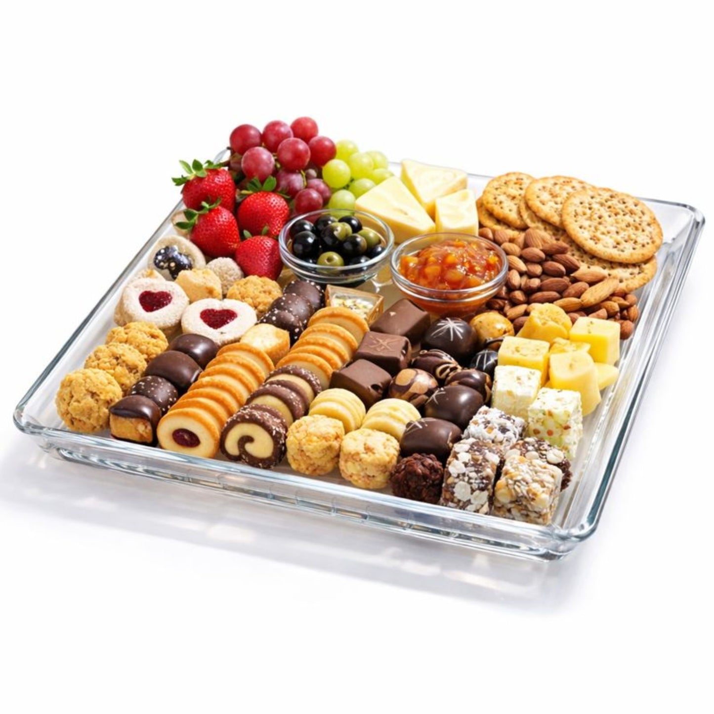 Madlen Glas Servierteller quadratisch 24x24cm aus Kristallglas –  Glasteller für Kuchen, Dessert, matcha