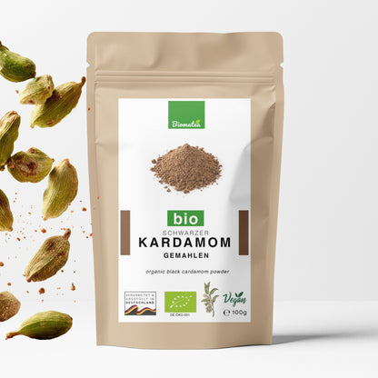 Bio Schwarzer Kardamom Pulver 100 g – fein gemahlen