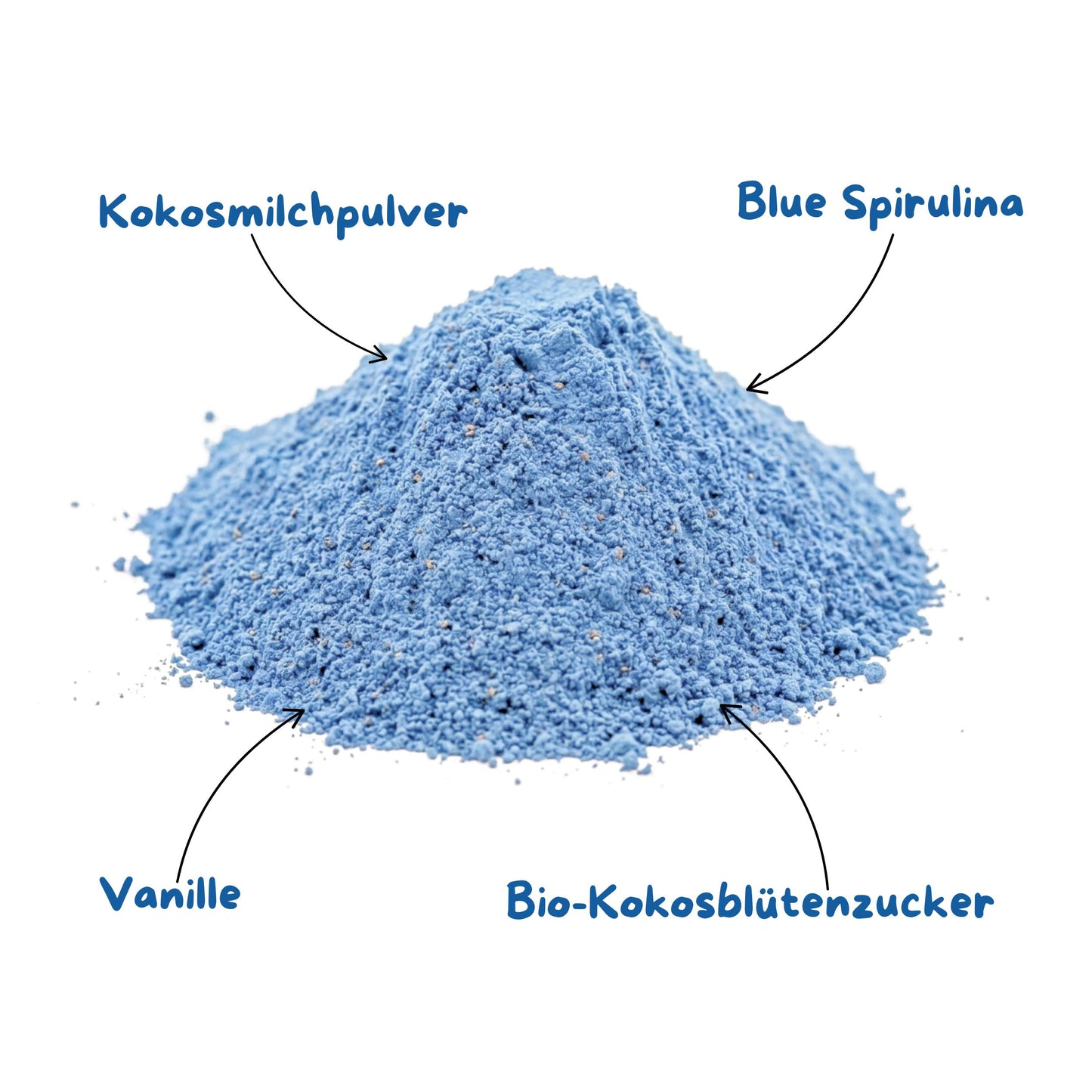 Biomatea Blue Moon Milk Vanille Latte – Blue Spirulina Latte Mix mit Kokosmilch & echter Vanille, 100g Dose
