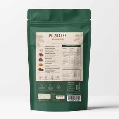 Biomatea Pilzkaffee Mushroom Coffee 150g | Löslicher Kaffee mit Kokosmilch & 4 Pilzextrakten
