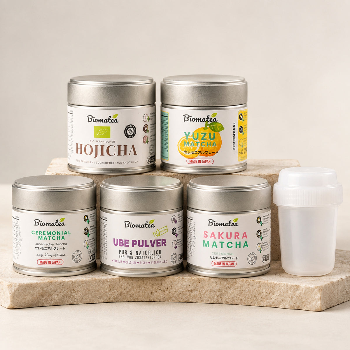 6tlg. Premium Geschenkset – 5 Sorten - Bio Hojicha, Ceremonial Sakura, Yuzu, Matcha, Ube , Ideal für Teeliebhaber