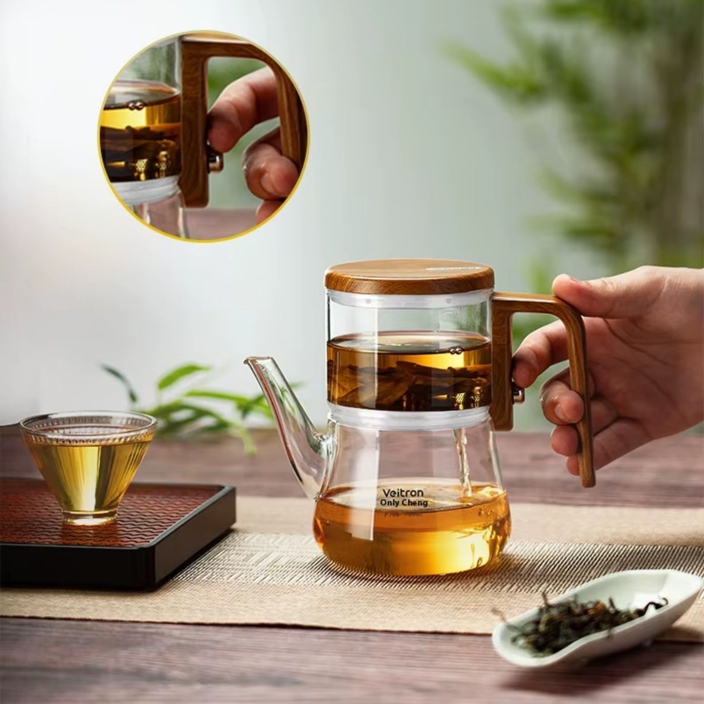 Glas Teekanne – 760 ml Borosilikatglas Teekanne & integriertem Filter | Innovativer Abflussmechanismus