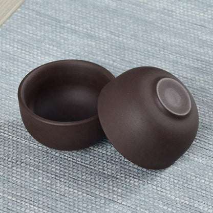 Keramik Teeset mit 4 Tassen – Handgefertigtes Kung-Fu-Teeset in Geschenkverpackung Braun