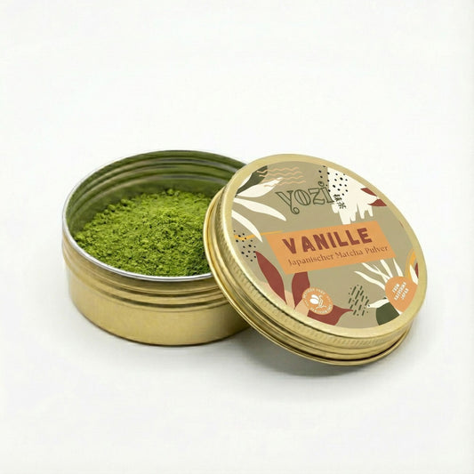 Ceremonial japanischer Matcha Tee Pulver mit Vanille Geschmack, 40g Dose
