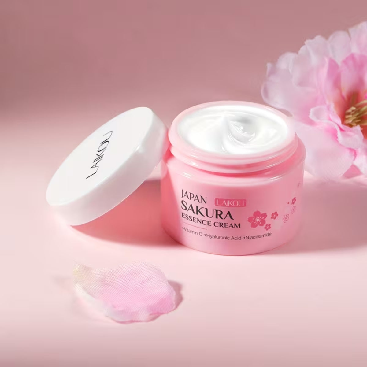Sakura Gesichtspflege-Geschenkset, 4-teilig – Reinigung, Serum, Augencreme & Gesichtscreme