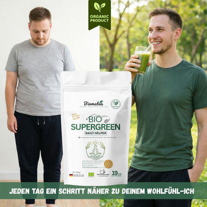 Bio Supergreen Daily Helper – Grünes Superfood Pulver für bewusste Ernährung, Verdauung & tägliche Nährstoffroutine – Vegan – 100 g