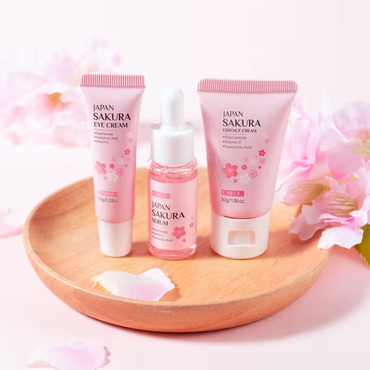 Sakura Gesichtspflege-Set, 3-teilig – Reinigung & Pflege für unterwegs