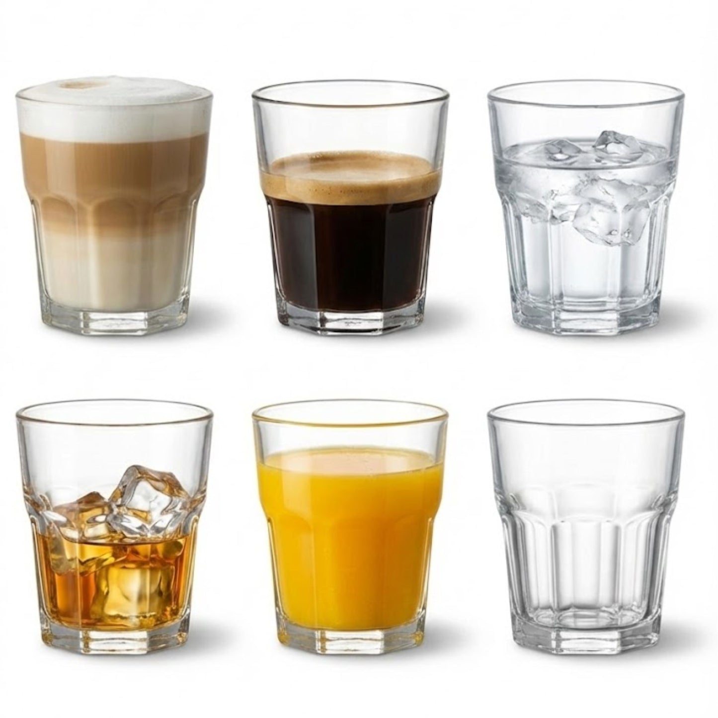 Aras 365 + 305 ml Gläser 12er Set, Trinkgläser, Matcha, Latte, Saft, Stapelbar