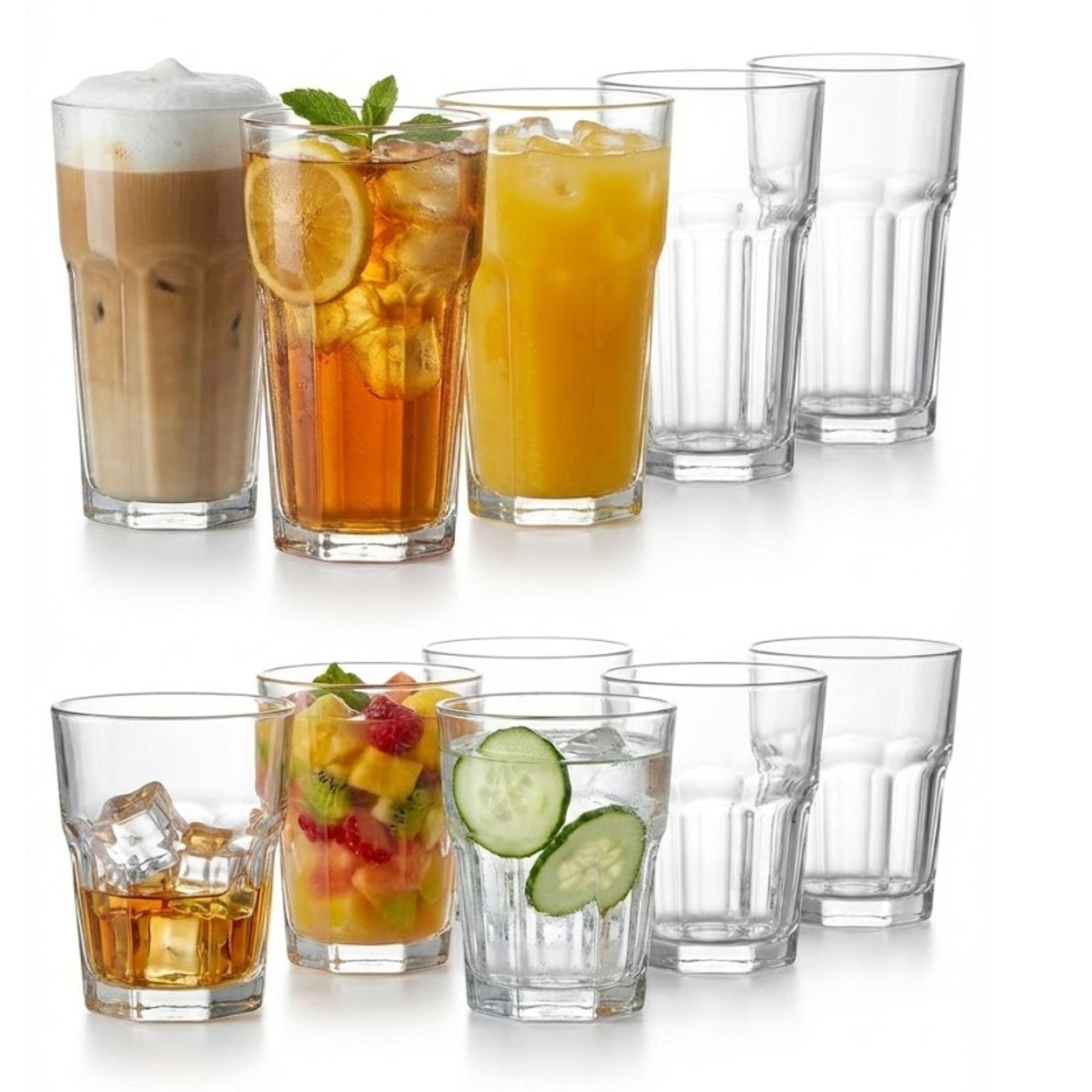 Aras 365 + 305 ml Gläser 12er Set, Trinkgläser, Matcha, Latte, Saft, Stapelbar