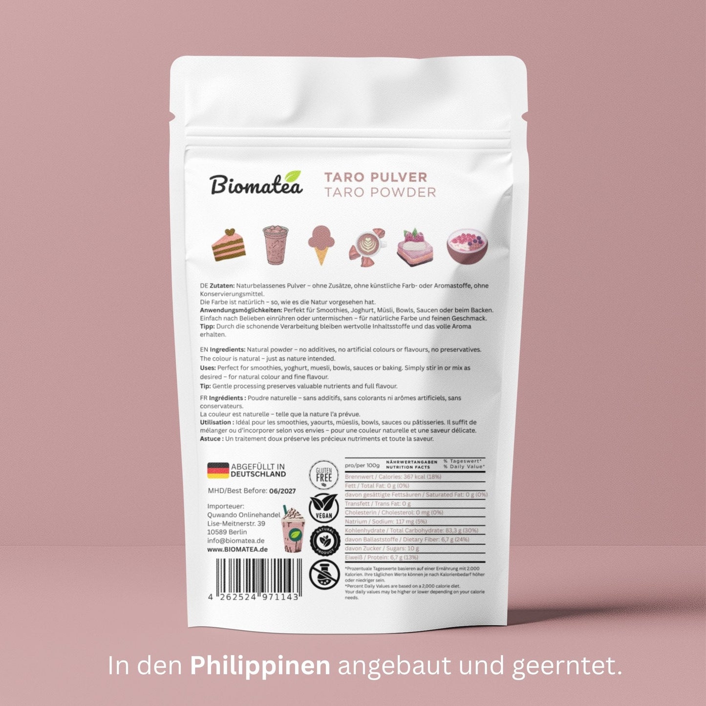Taro Pulver 100g – Premium Qualität – natürlich & rein – glutenfrei, vegan & ohne Zusatzstoffe