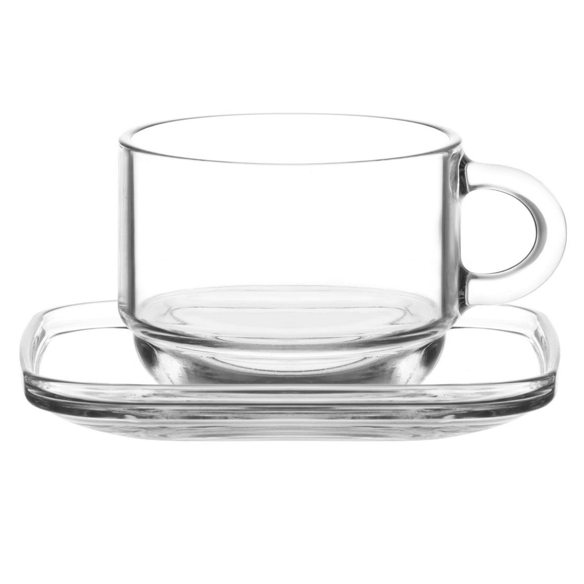 Cozy Glas Tassen Set 12-teilig – 6 Glas-Tassen mit Henkel (270 ml) + 6 – Vienberg GmbH