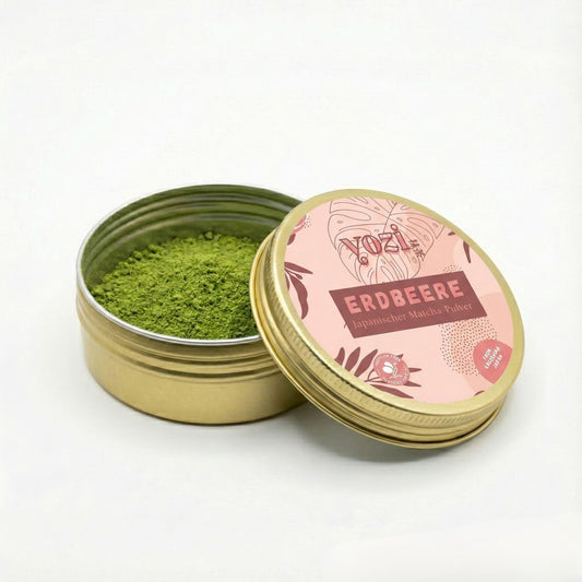 Ceremonial japanischer Matcha Tee Pulver mit Erdbeere Geschmack, 40g Dose