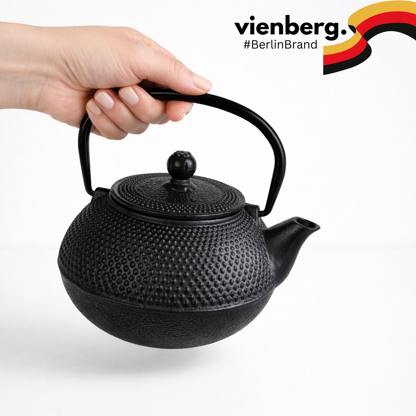 Gusseisen japanische Teekanne mit Edelstahl Teesieb, 800 ml, Schwarz