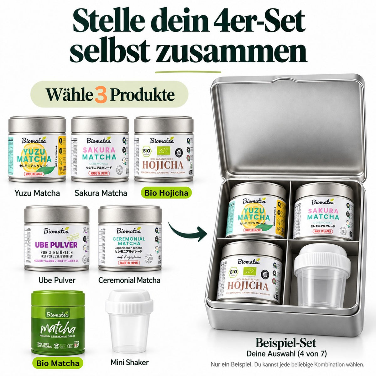 Biomatea 4tlg Geschenkset inkl. Metall Box - Produkte individuell auswählen