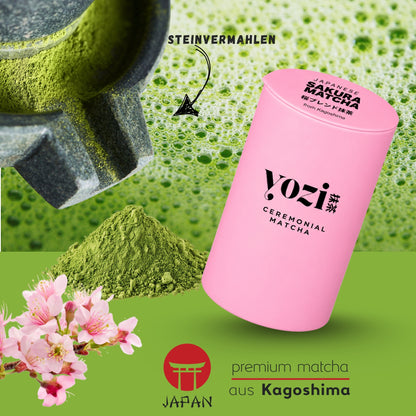 Premium Ceremonial Sakura Matcha from Kagoshima | 30g tin | Japanese cherry blossoms | Pesticide-free matcha tea