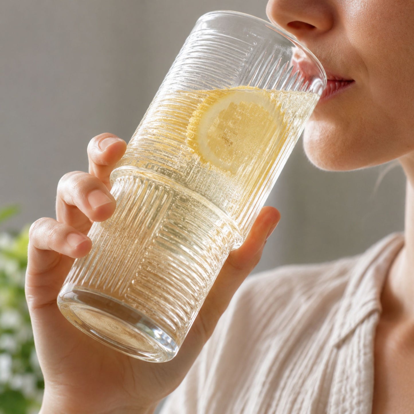 Vienberg Geometri Trinkgläser 515 ml, geriffelte Matcha Gläser für Eiskaffee, Cocktails, Säfte und Wasser, stapelbar, 3er oder 6er Set