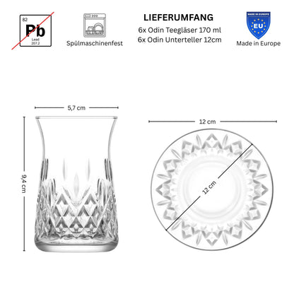 Teegläser Set (12-tlg.) – Kristall-Design & Bleifrei, 170ml