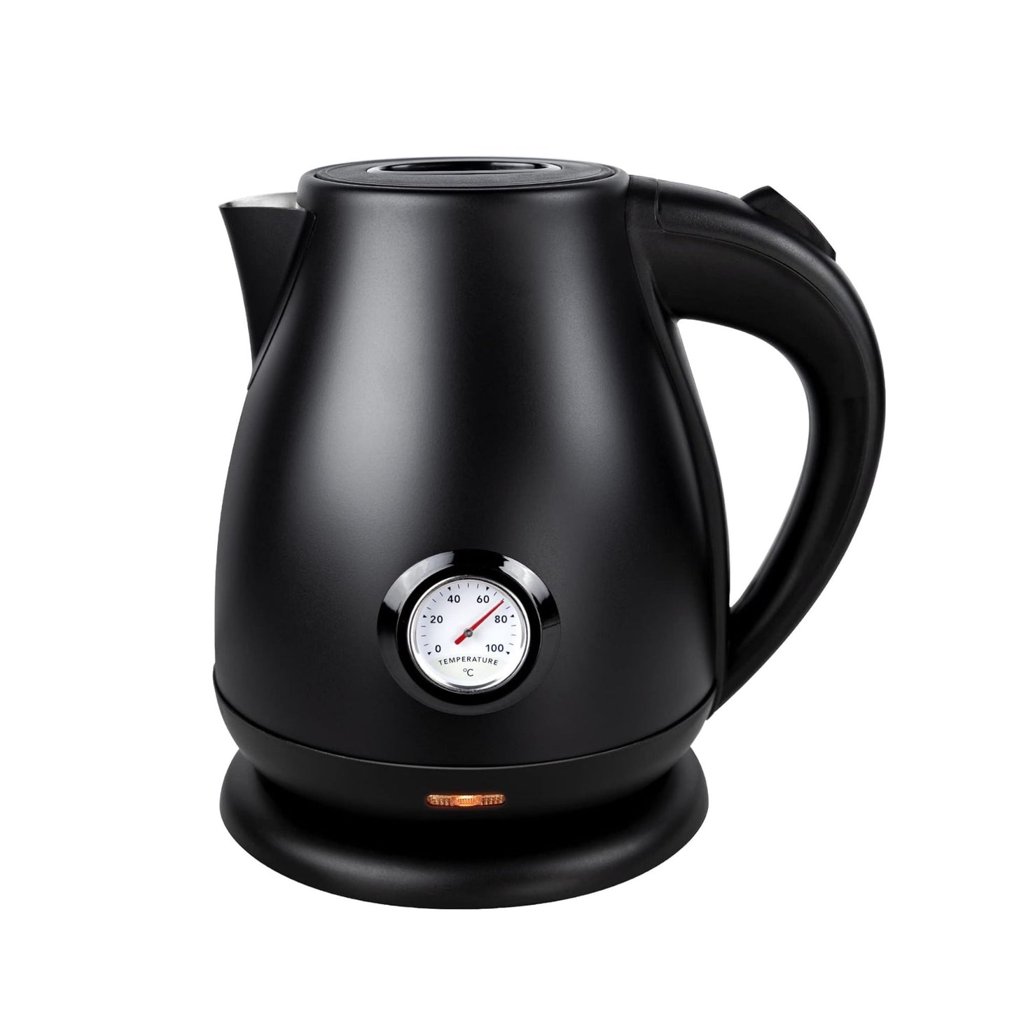 Retro Edelstahl Wasserkocher 1,7 L, Teekocher Retro Vintage, Wasserkessel Matt Schwarz