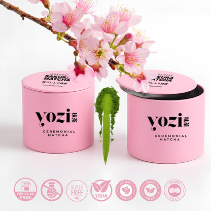 Premium Ceremonial Sakura Matcha aus Kagoshima | 30g in Dose | japanischen Kirschblüten | Pestizidfreier Matcha-Tee