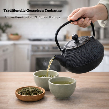 Gusseisen japanische Teekanne mit Edelstahl Teesieb, 800 ml, Schwarz