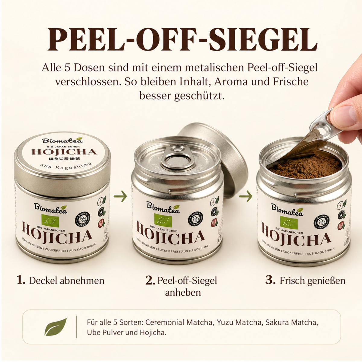 6tlg. Premium Geschenkset – 5 Sorten - Bio Hojicha, Ceremonial Sakura, Yuzu, Matcha, Ube , Ideal für Teeliebhaber