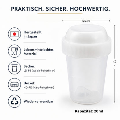 Mini Matcha Shaker 20 ml für Matcha, Hojicha & Ube Latte, kompakter Tee Shaker mit Schraubdeckel, Made in Japan