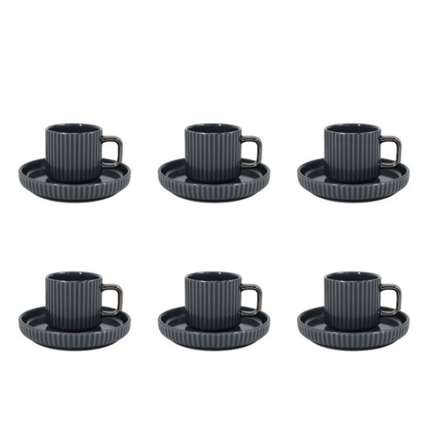 12tlg. Mokka Kaffee Tassen Set, aus Porzellan 100ml, Relief-Design