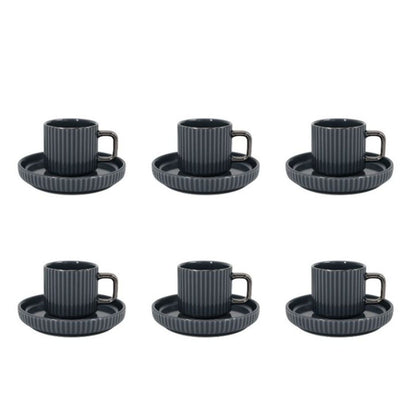 12tlg. Mokka Kaffee Tassen Set, aus Porzellan 100ml, Relief-Design