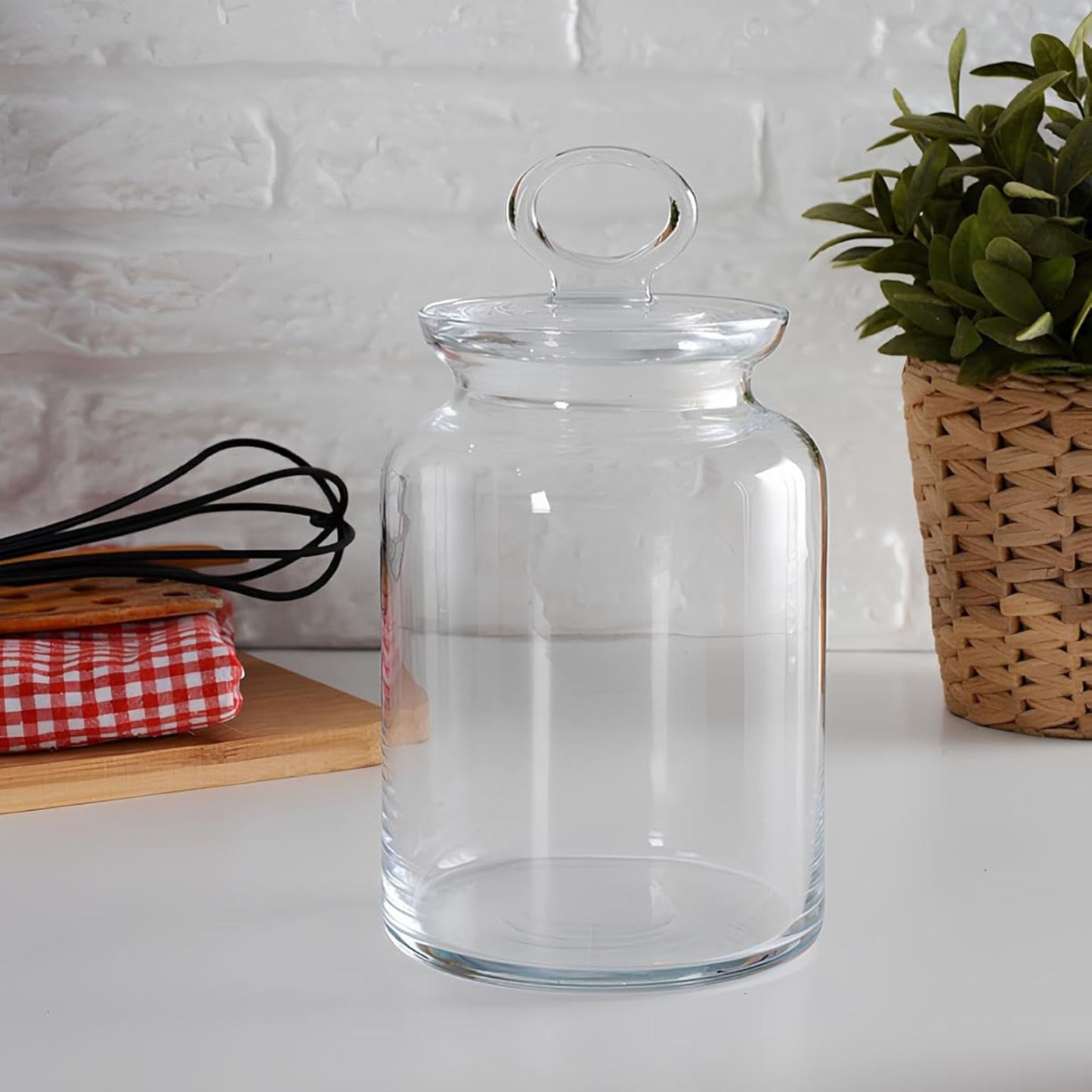 Vorratsglas mit Glasdeckel und Silikonring, 2,64 Liter, 27 cm, großes Aufbewahrungsglas für Pasta, Kaffee, Müsli und Lebensmittel