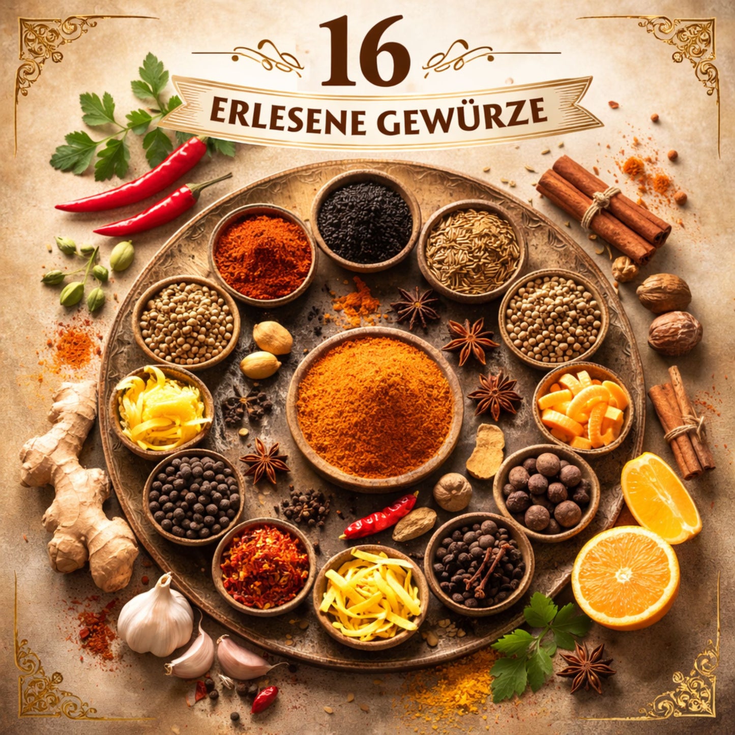 Bio Baharat Gewürzmischung – Orientalische 16 Gewürze Komposition – Made in Germany – Fein gemahlenes Premium Gewürzpulver, 150g