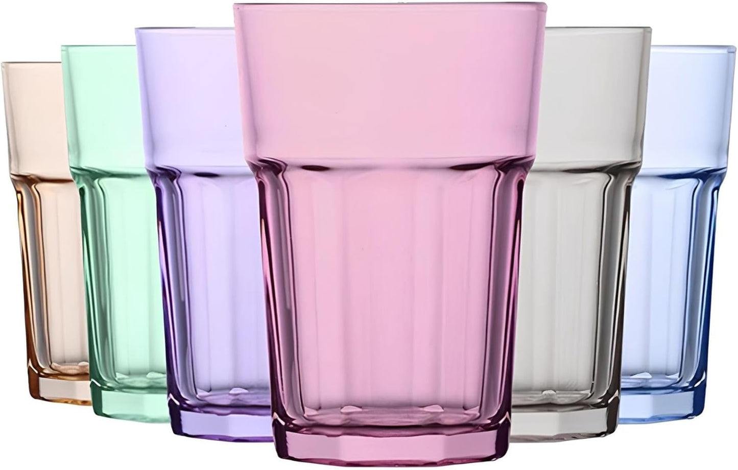 Aras Coral 6er Set Trinkgläser Bunt 365ml – Longdrinkgläser Wassergläser & Saftgläser