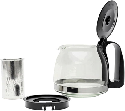 Glas Teekanne aus Glas mit Stövchen + Siebaufsatz, Hitzebeständig, herausnehmbaren Edelstahl Filter Sieb