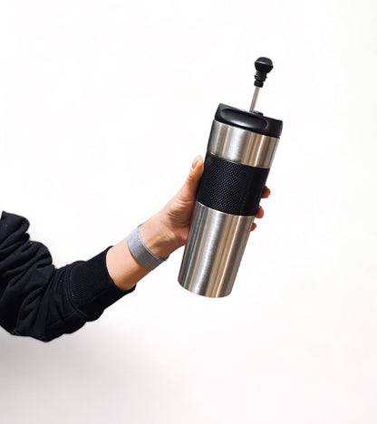 Doppelwandig French Press Thermobecher 450ml, für Tee und Kaffee, Silber