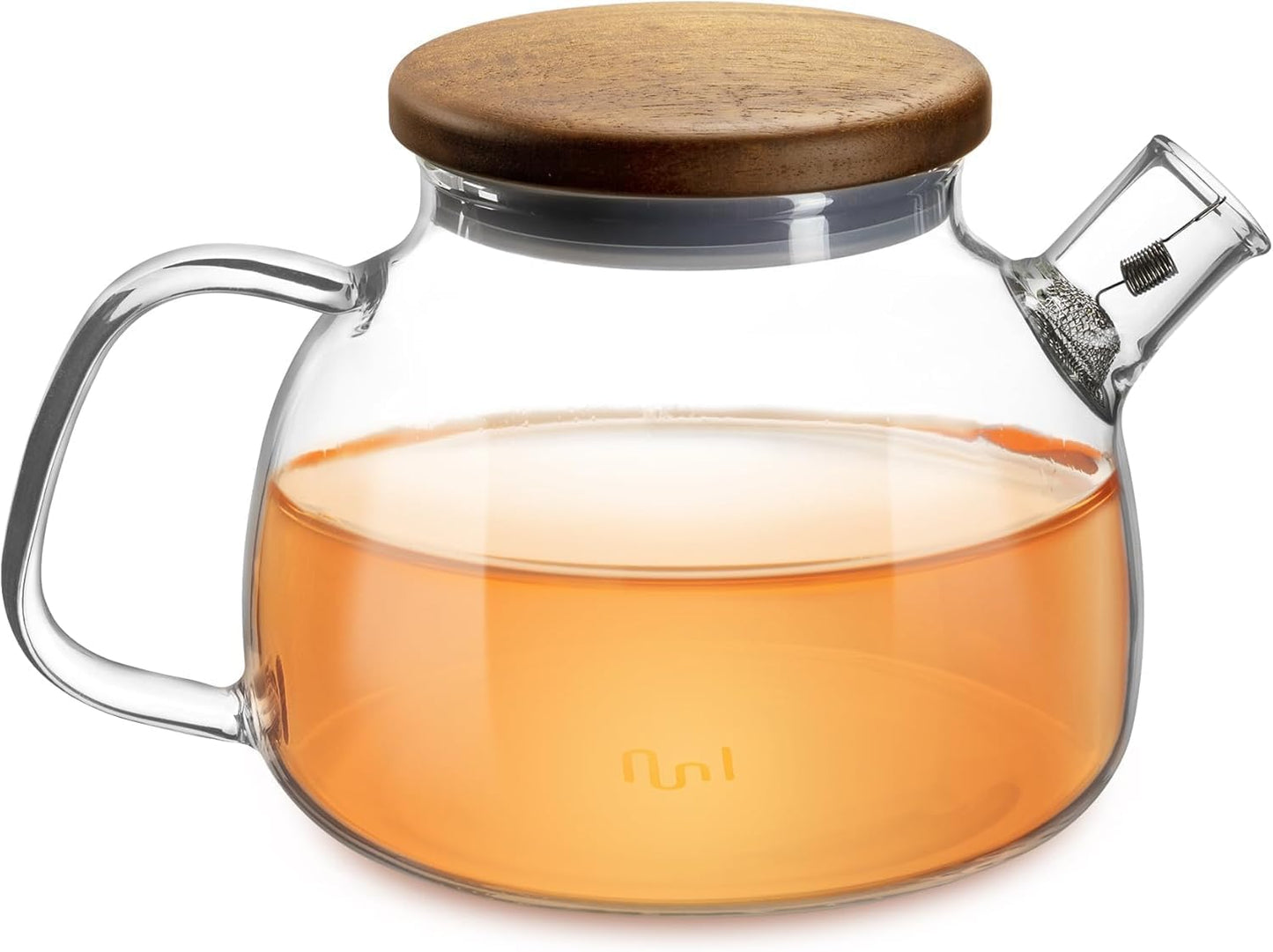 Glas Teekanne mit Siebeinsatz & Holzdeckel 580ml