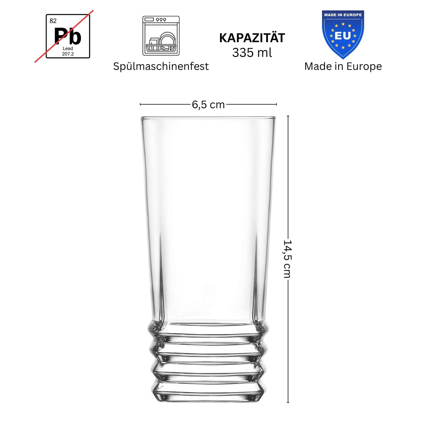 Elegan Softdrink Trinkgläser Set 315 und 335 ml, 12 Stück