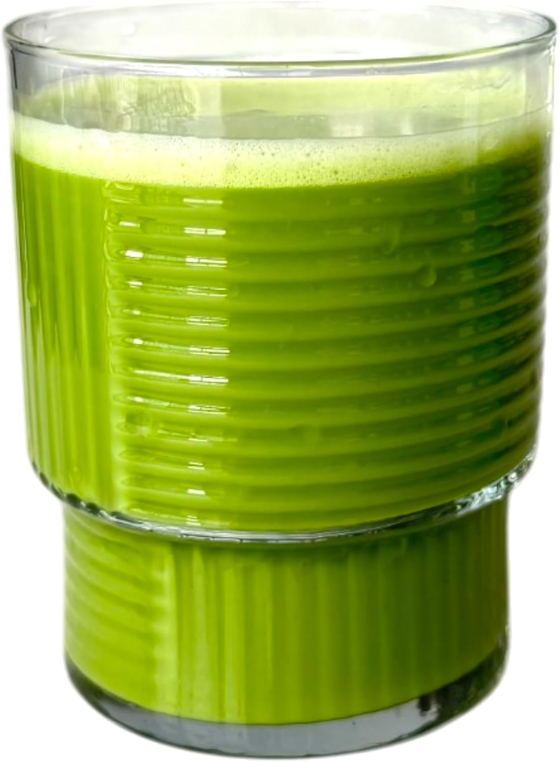 6 Stück Gläser Set | 325 ml Matcha-Gläser | Rippen-Glas mit geometrischem Muster | Glas für Matcha Smooties Wasser Softdrink, Trinkgläser, STAPELBAR