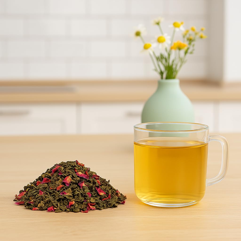 Grüner Tee mit echten Rosenblättern, 150 g
